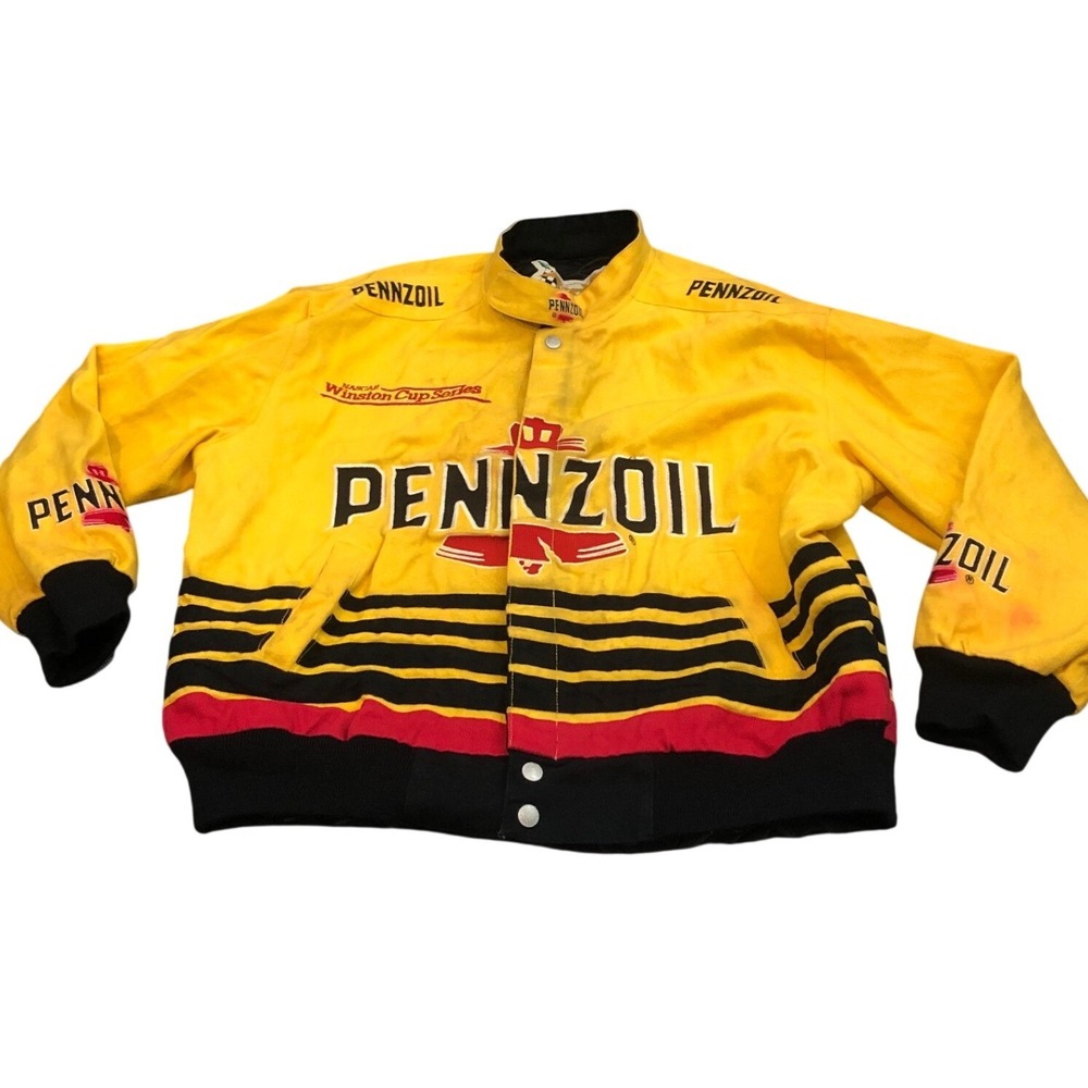 Vintage 90s NASCAR Jeff Hamilton Steve Park Pennzoil Racing Jacket Sz Small